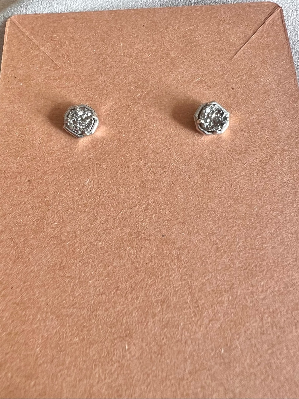 Kendra Scott Nola Stud Earrings Platinum Druzy - Picture 8 of 12